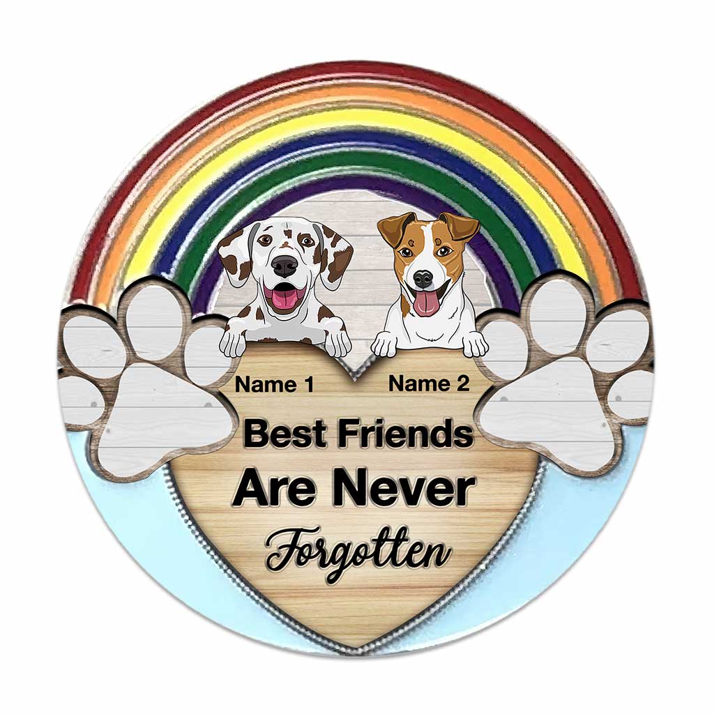 Jamais oublié - Panneau rond en bois personnalisé pour chien