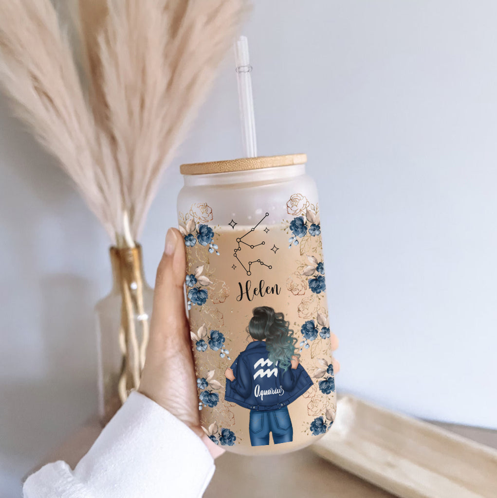 Floral Zodiac - Personalized Horoscope Can Glass