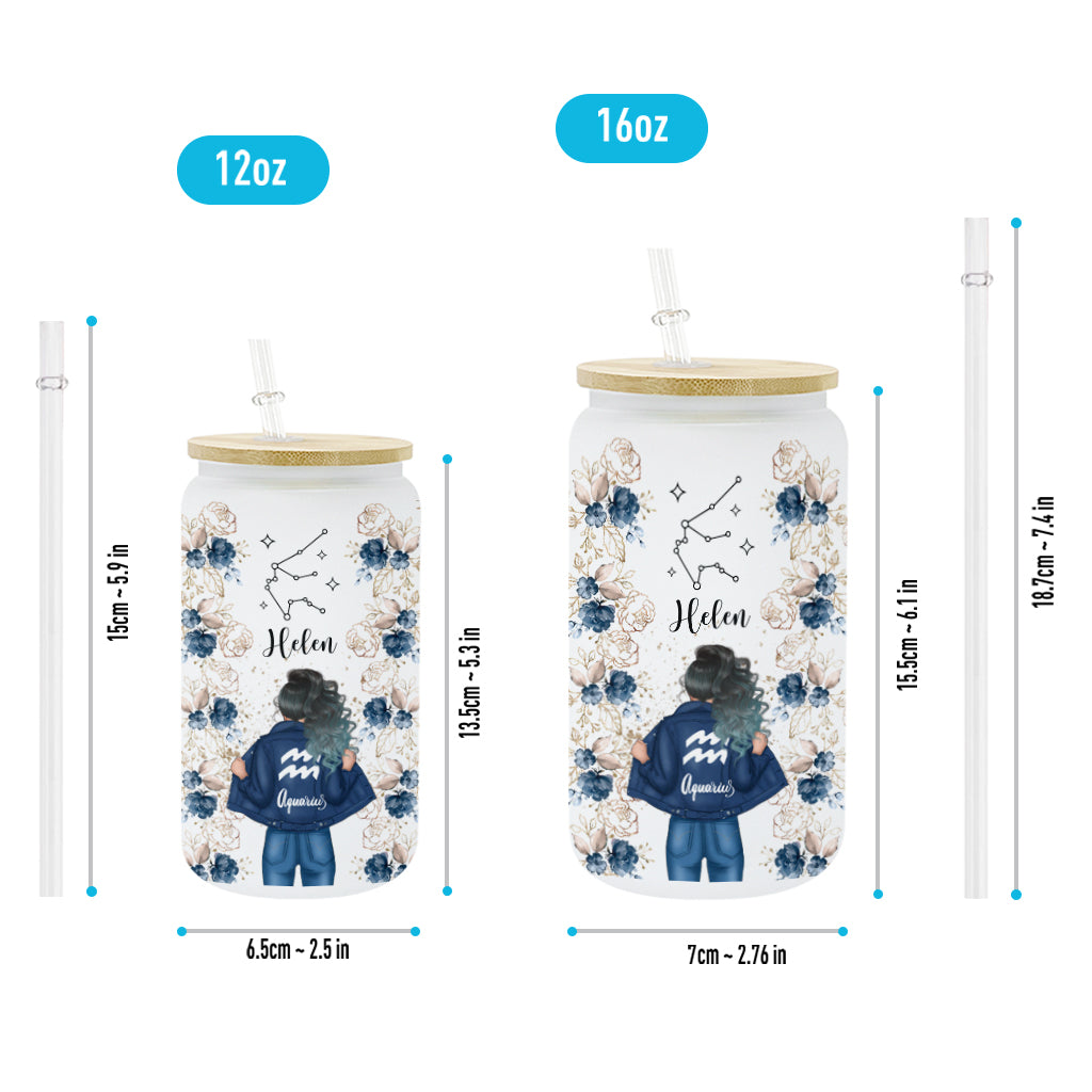 Floral Zodiac - Personalized Horoscope Can Glass