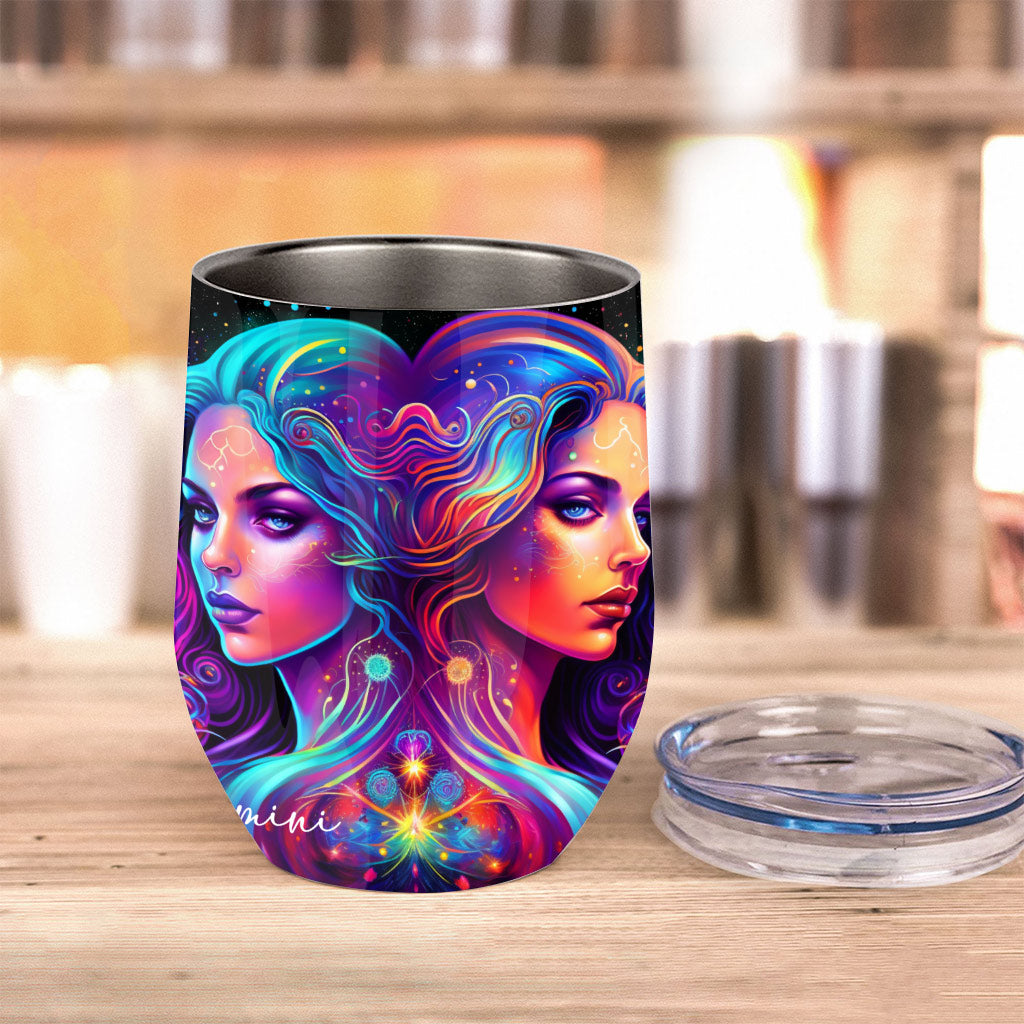 Rainbow Star Sign Galaxy - Personalized Horoscope Wine Tumbler