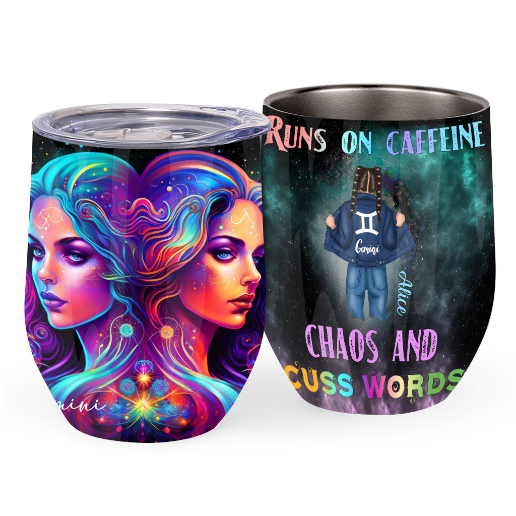 Rainbow Star Sign Galaxy - Personalized Horoscope Wine Tumbler