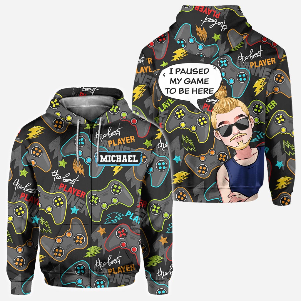 I Paused My Game To Be Here - Personalized Video Game All Over Shirt
