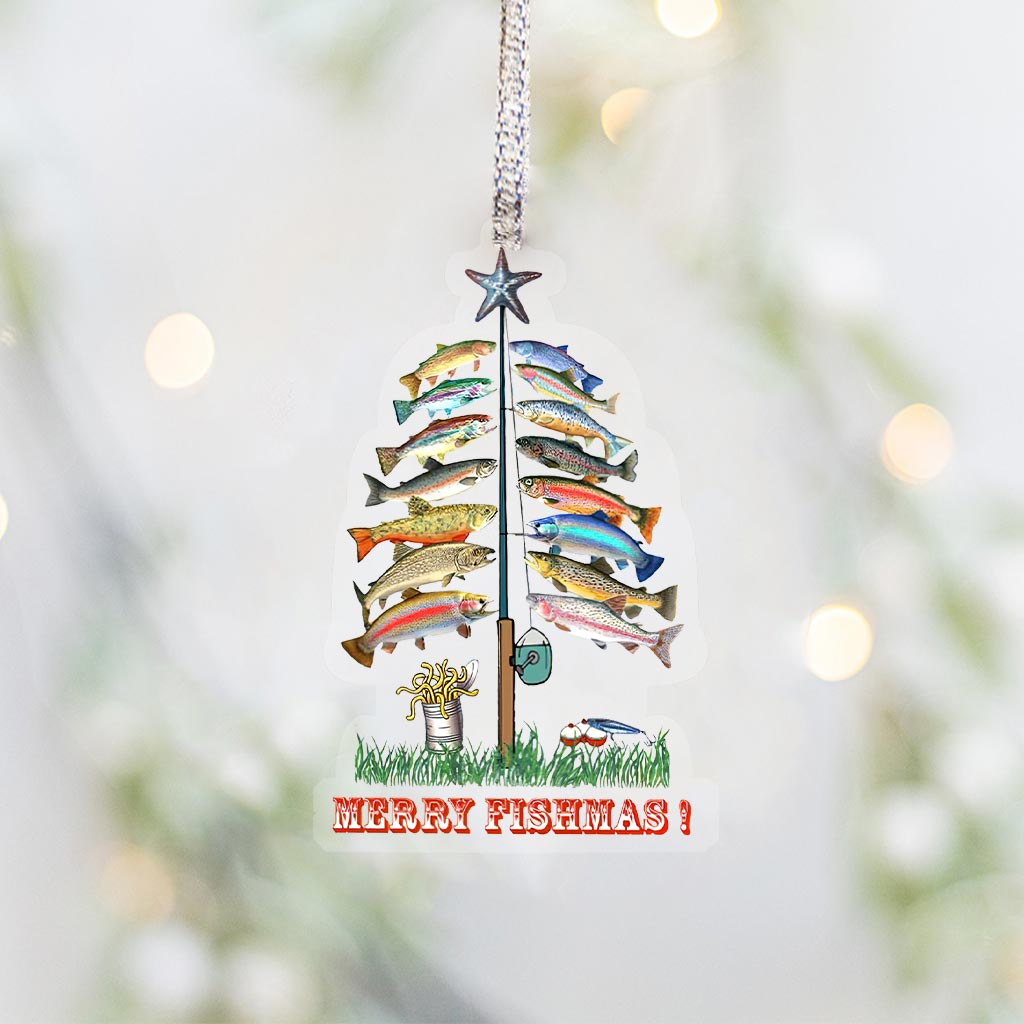 Merry Fishmas - Christmas Fishing Transparent Ornament