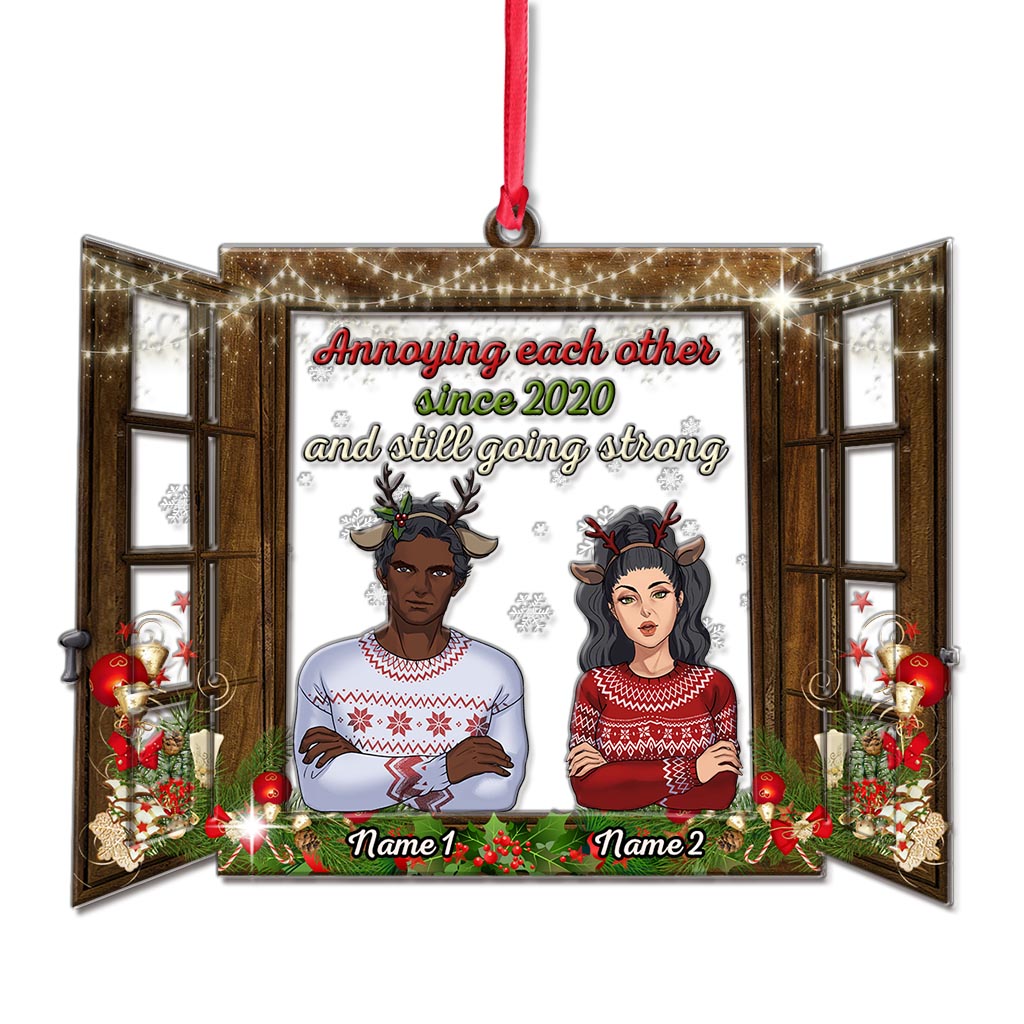 Annoying Eachother - Personalized Christmas Couple Layers Mix Ornament