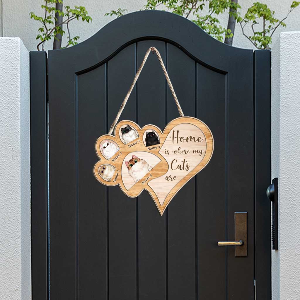 Home Is Where My Cats Are - Personalized Wood Sign