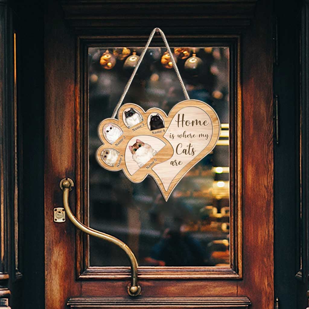 Home Is Where My Cats Are - Personalized Wood Sign