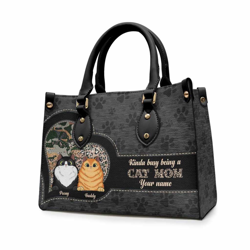 Maman Chat - Sac à main en cuir personnalisé pour chat