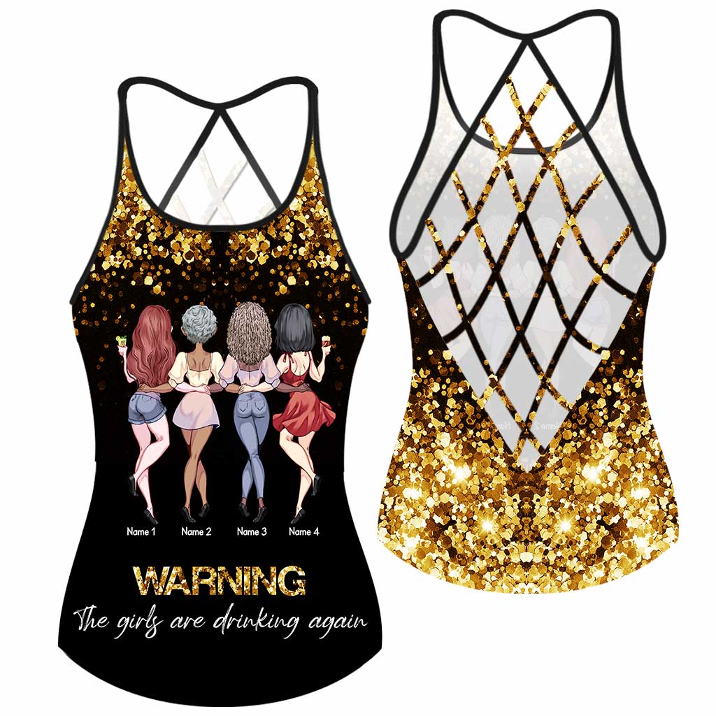 Achtung, die Mädels trinken schon wieder! - Personalisiertes Bestie-Cross-Tanktop