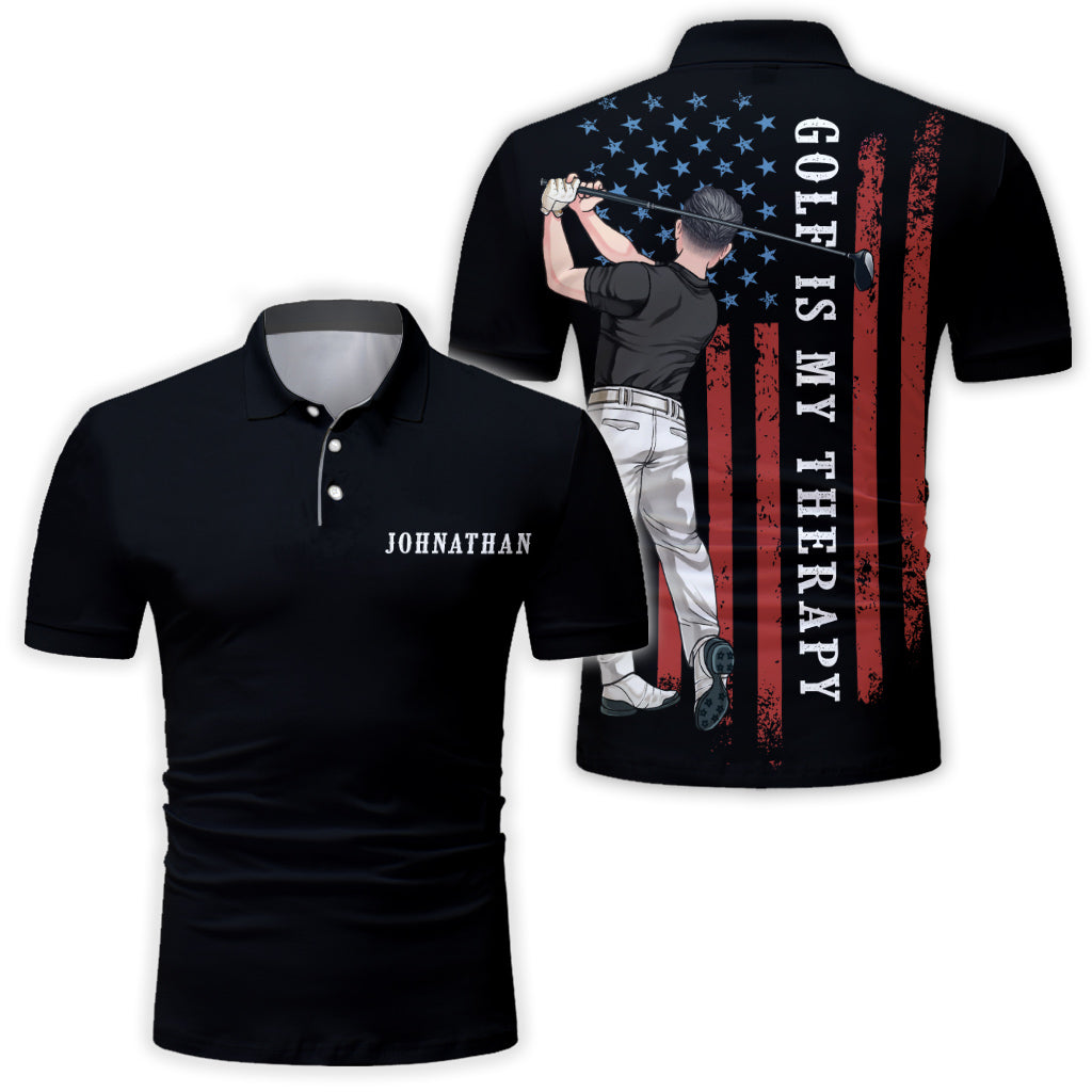 Golf ist meine Therapie – personalisiertes Golf-Poloshirt