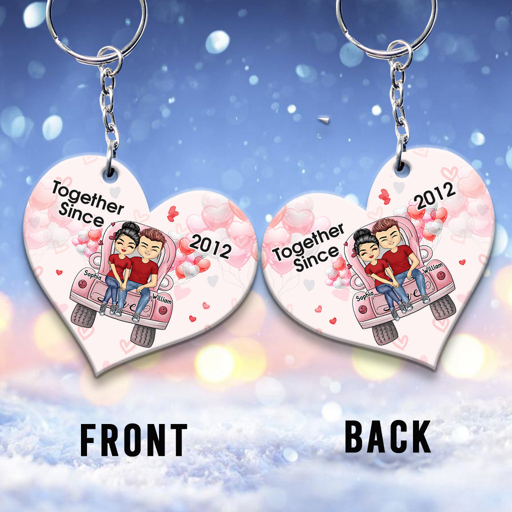 Together Since - Personalized Couple Keychain (Printed On Both Sides)