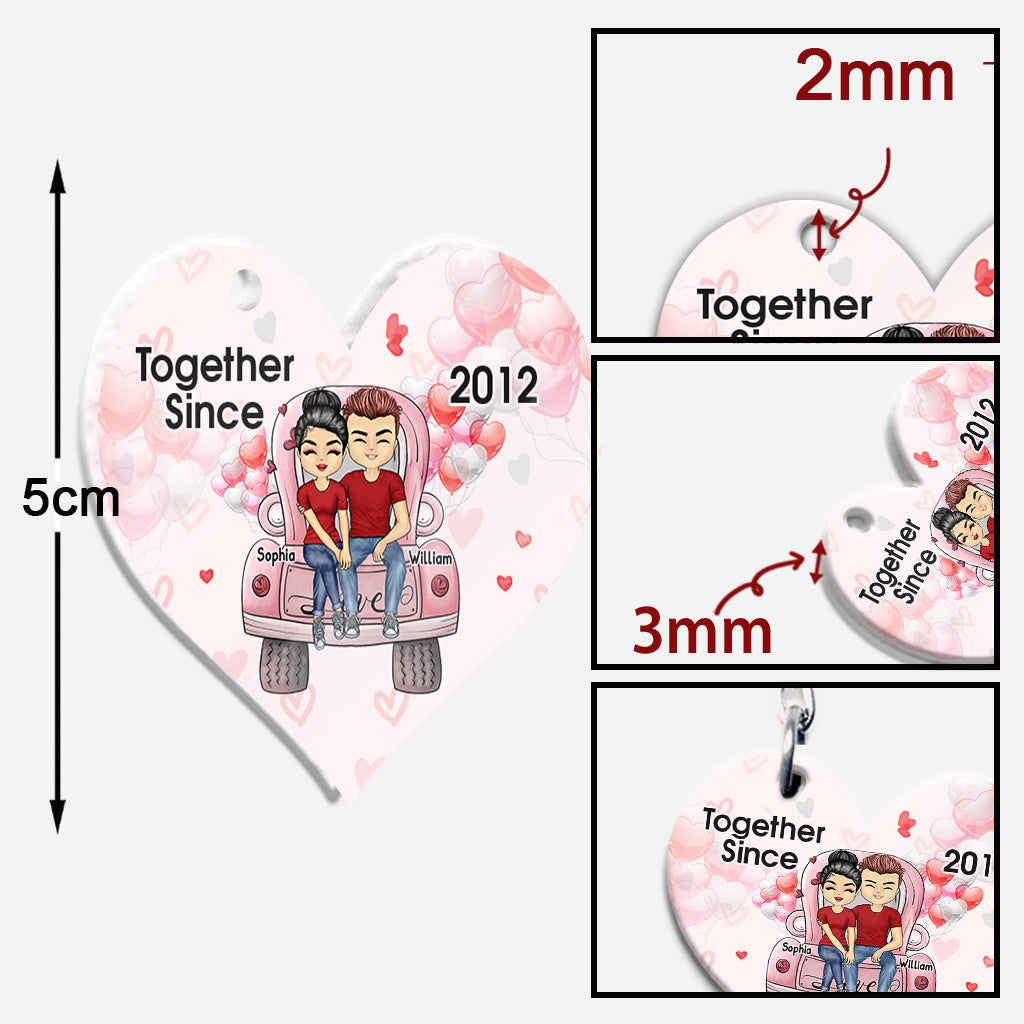Together Since - Personalized Couple Keychain (Printed On Both Sides)