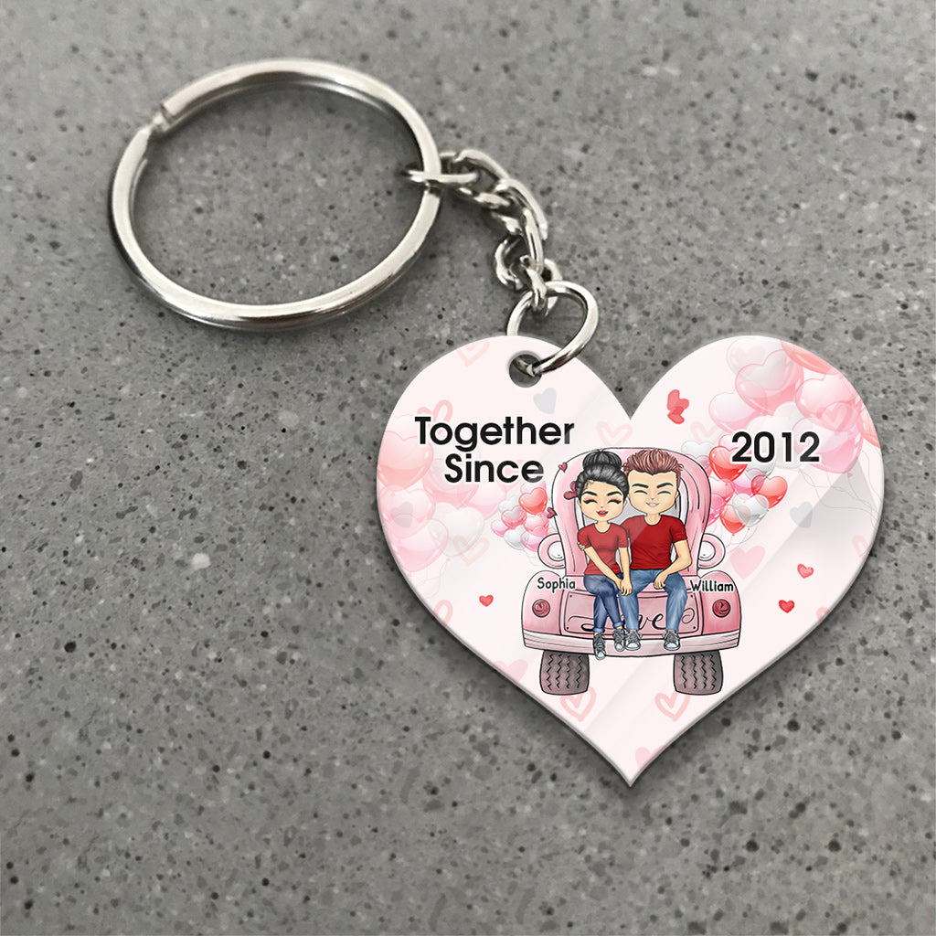 Together Since - Personalized Couple Keychain (Printed On Both Sides)