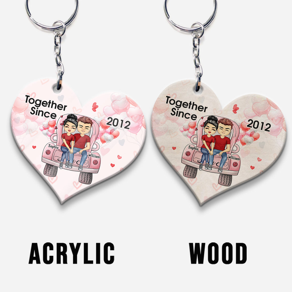 Together Since - Personalized Couple Keychain (Printed On Both Sides)
