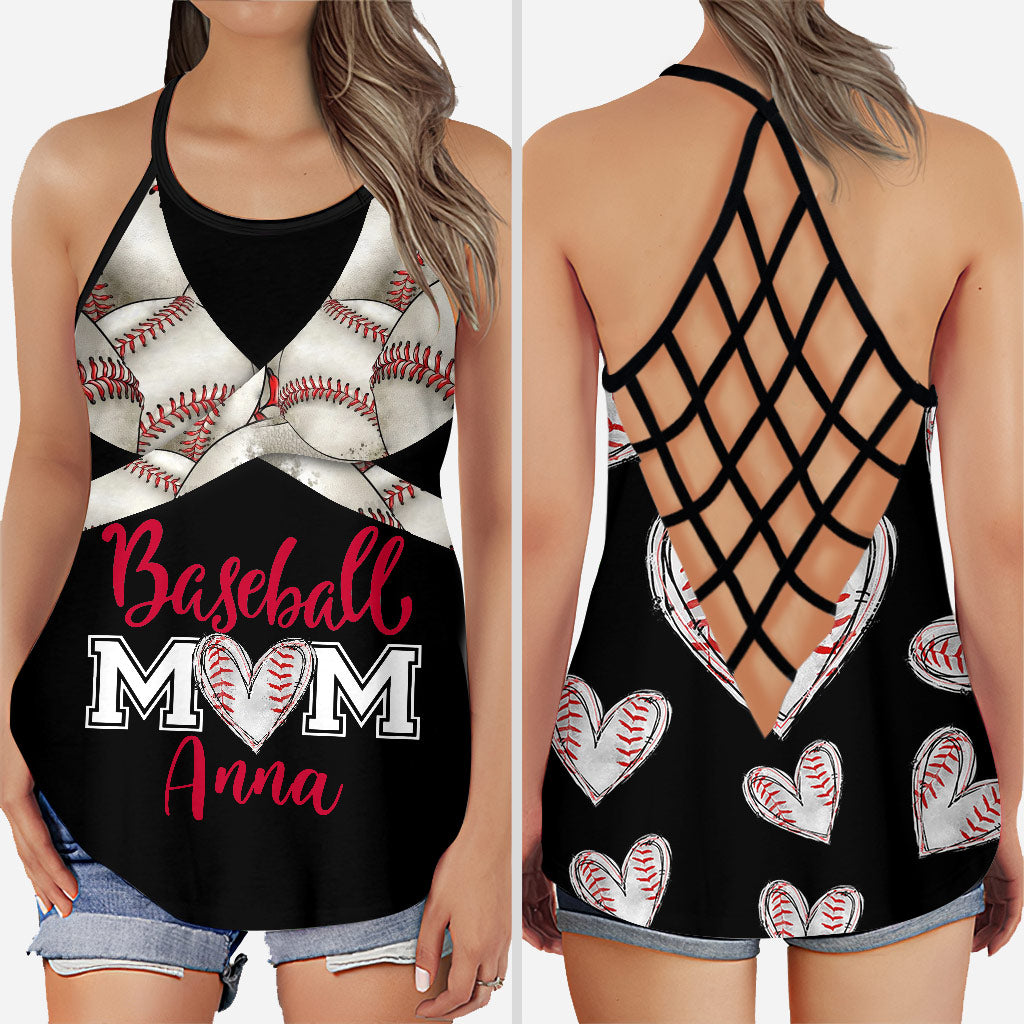 Baseball Mom - Personalized Cross Tank Top and Leggings