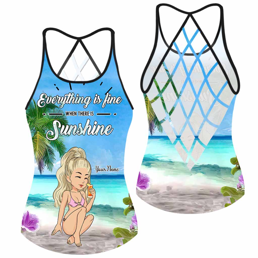Alles ist gut, solange die Sonne scheint – Personalisiertes Tanktop für Meeresliebhaber mit Kreuz