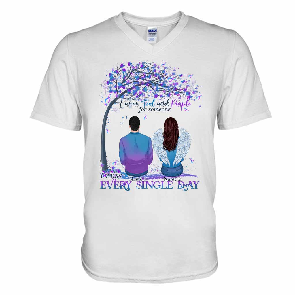 I Wear Teal And Purple - Suicide Prevention Personalized T-shirt And Hoodie