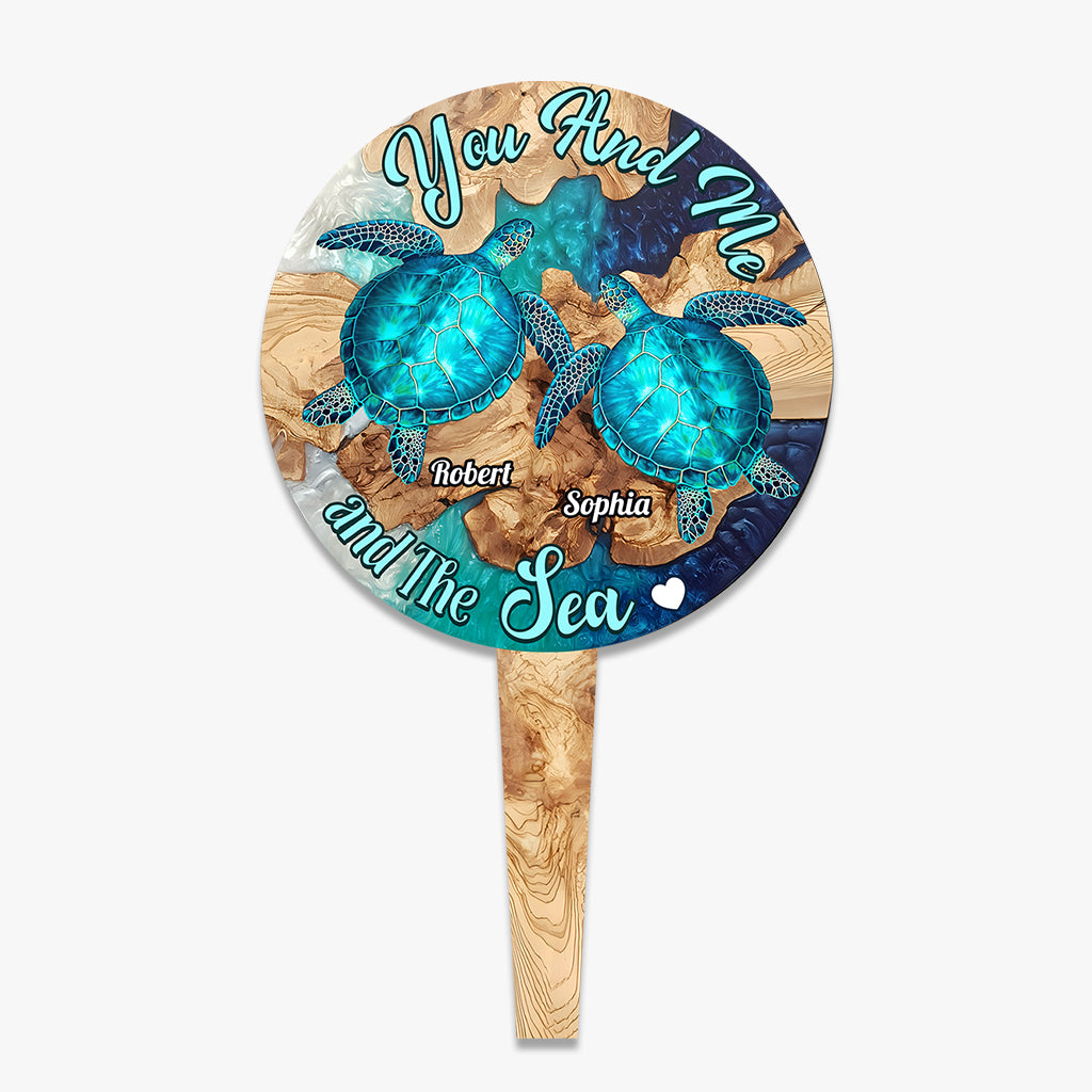 You And Me And The Sea - Personalized Turtle Acrylic Garden Sign
