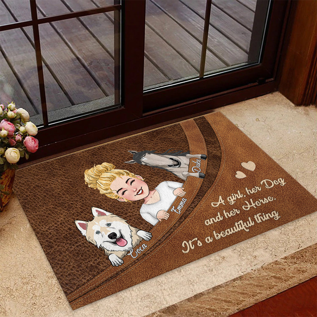 What A Beautiful Thing - Horse gift for dog lover, cat lover - Personalized Doormat