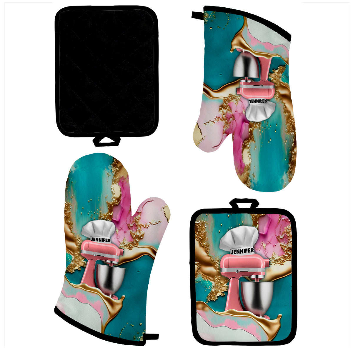 Love Baking - Personalized Baking Oven Mitts & Pot Holder Set