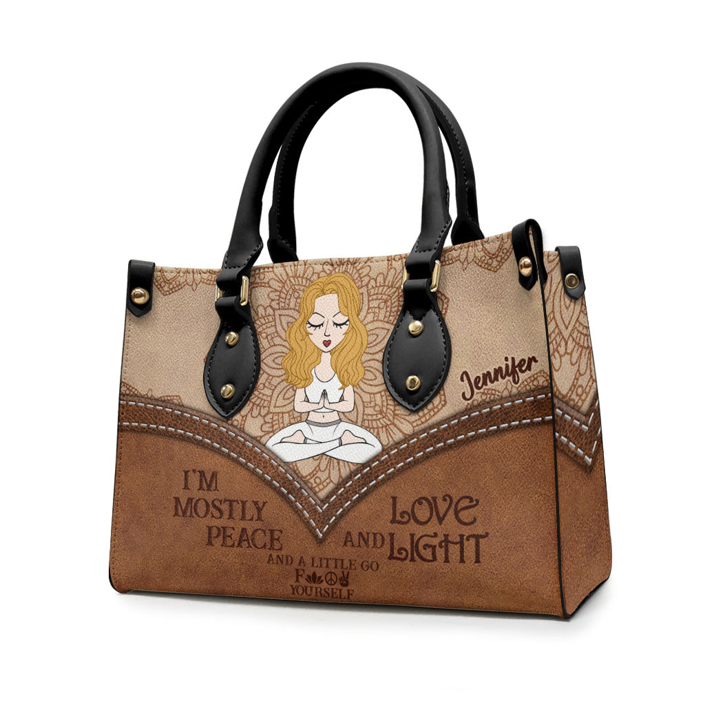 Je suis surtout la paix - Sac à main de yoga personnalisé en cuir