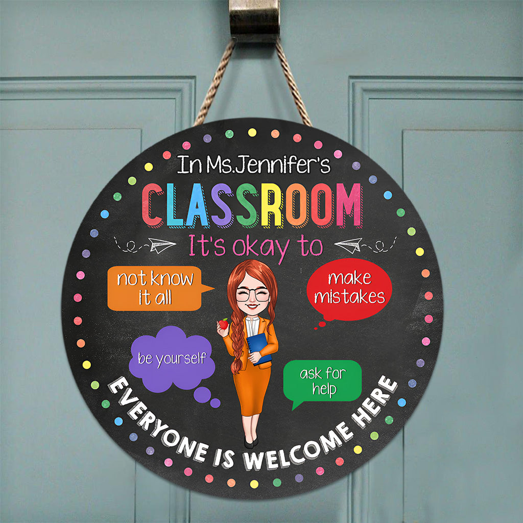 In This Classroom - Personalized Teacher Round Wood Sign