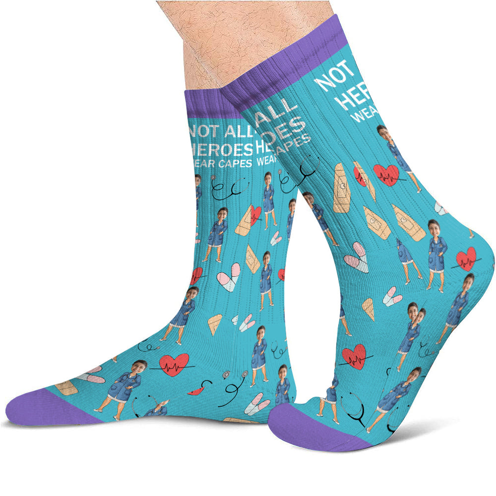 Not All Hero Wear Capes - Personalized Nurse Socks