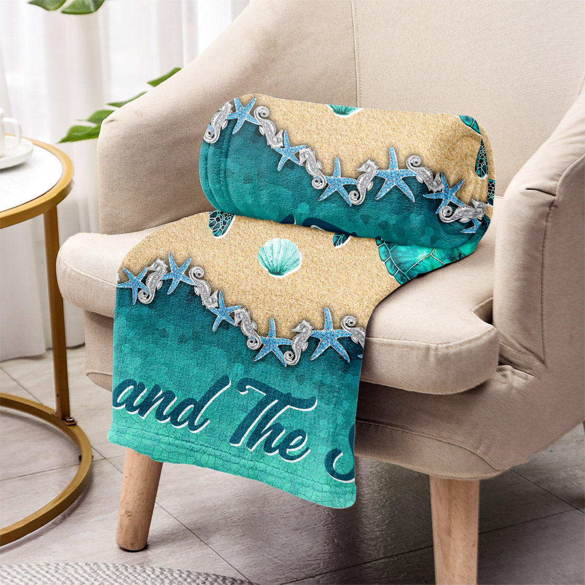 Salty Lil' Beach - Personalized Turtle Blanket