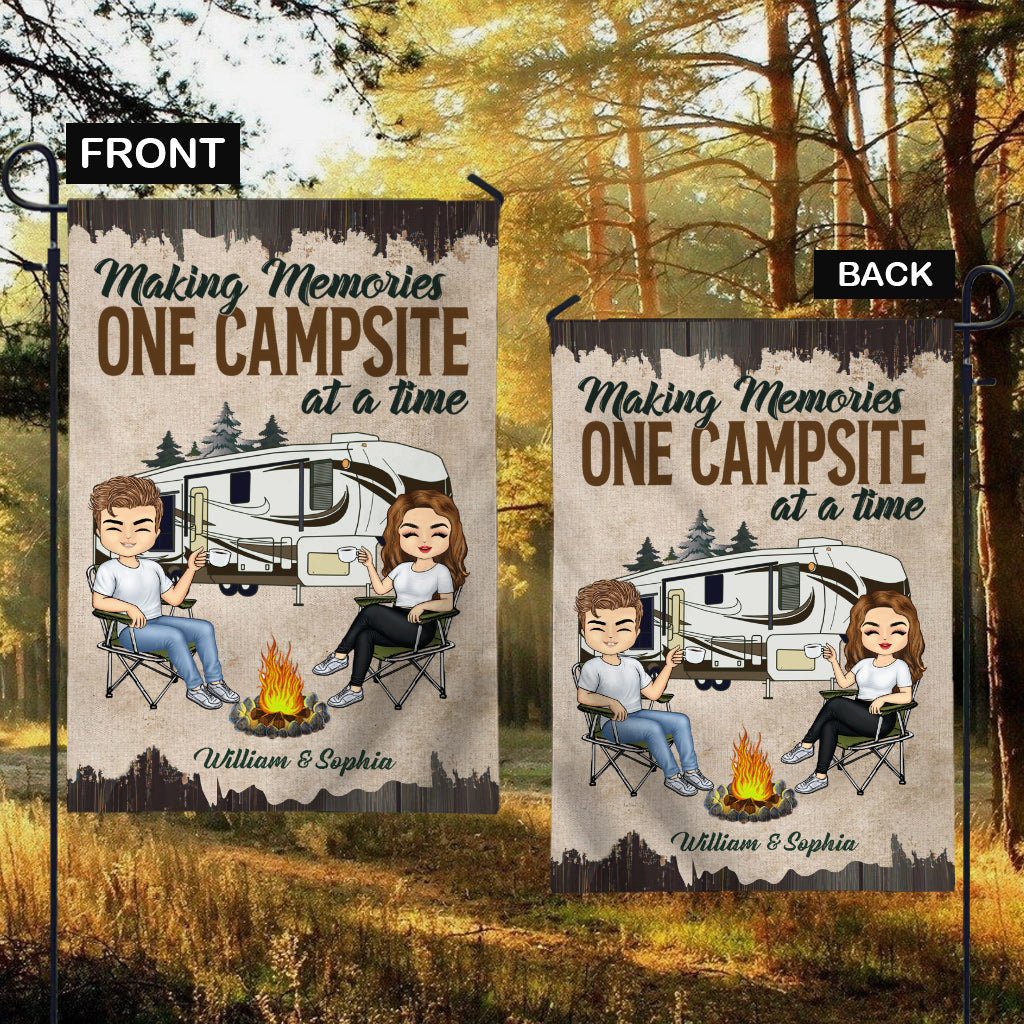 Making Memories - Personalized Couple Camping Garden Flag