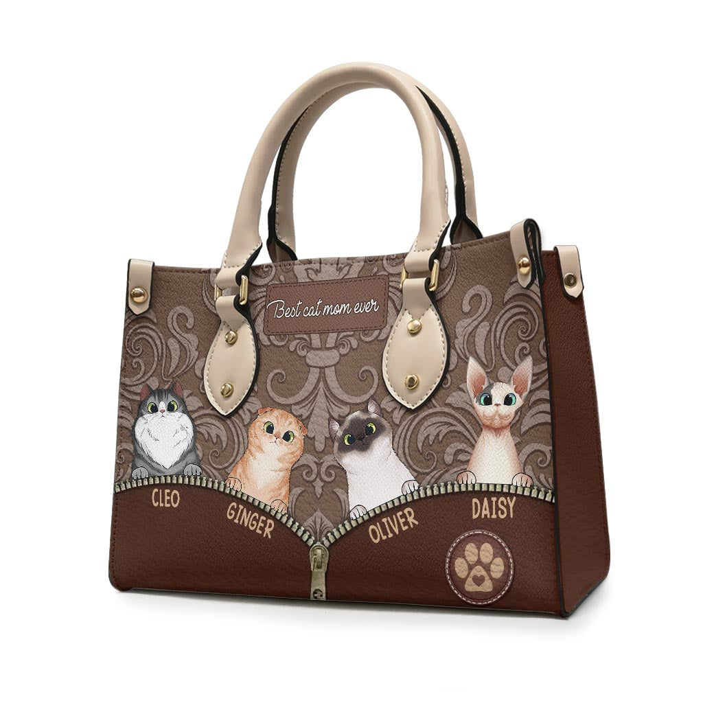 Best Dog Mom Ever - Gift for mom, mom, dog lover, cat lover - Personalized Leather Handbag