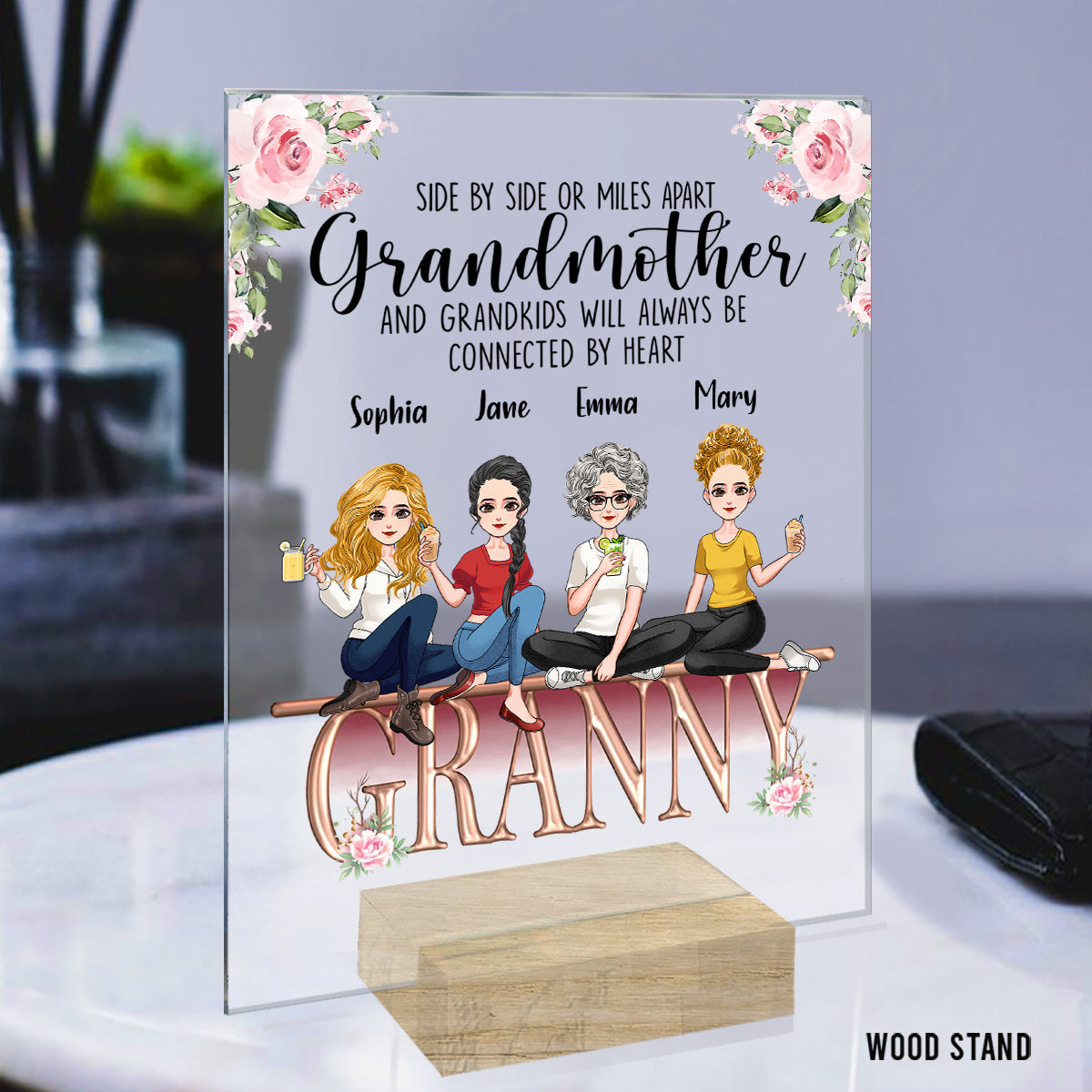 Grandmother And Grandkids - Personalized Mother's Day Grandma Transparent Acrylic Plaque