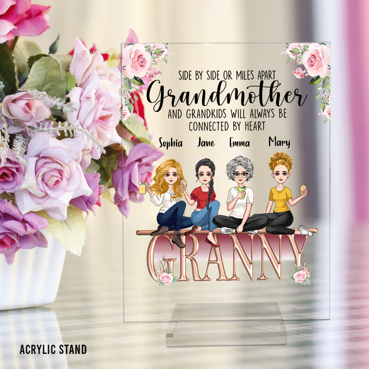 Grandmother And Grandkids - Personalized Mother's Day Grandma Transparent Acrylic Plaque