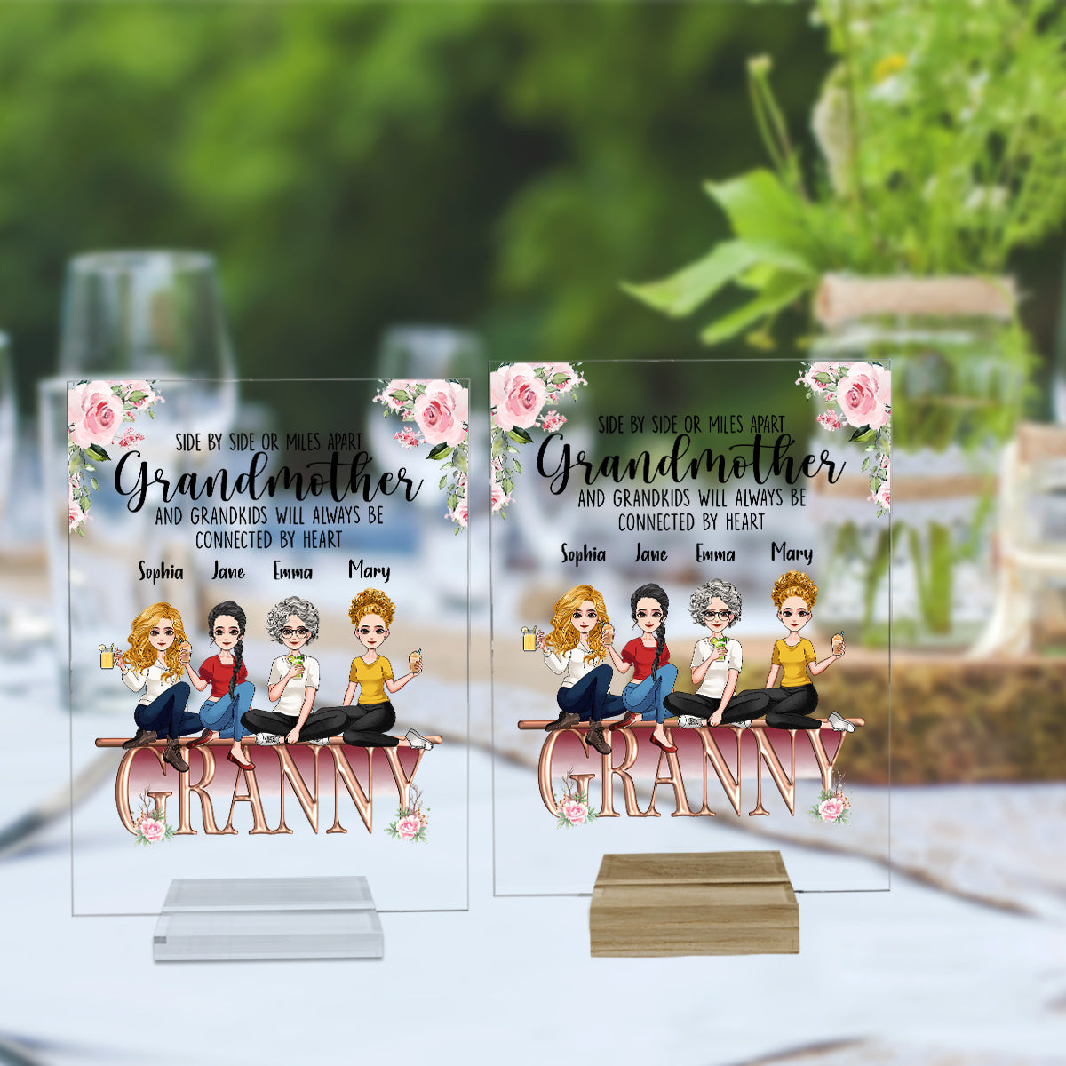 Grandmother And Grandkids - Personalized Mother's Day Grandma Transparent Acrylic Plaque