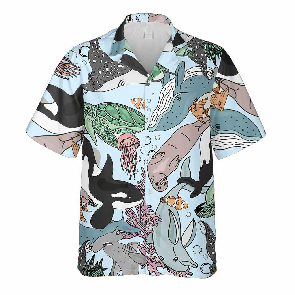 Chemise hawaïenne Sealife Orca Whale - Amoureux de la mer