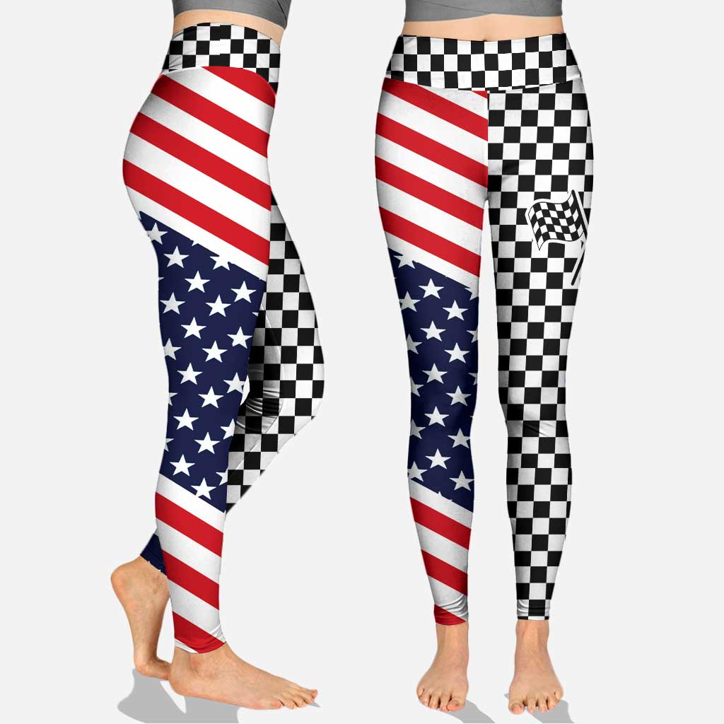 Summer Nights & Dirt Track Lights - Personalized Independence Day Racing Cross Tank Top and Leggings