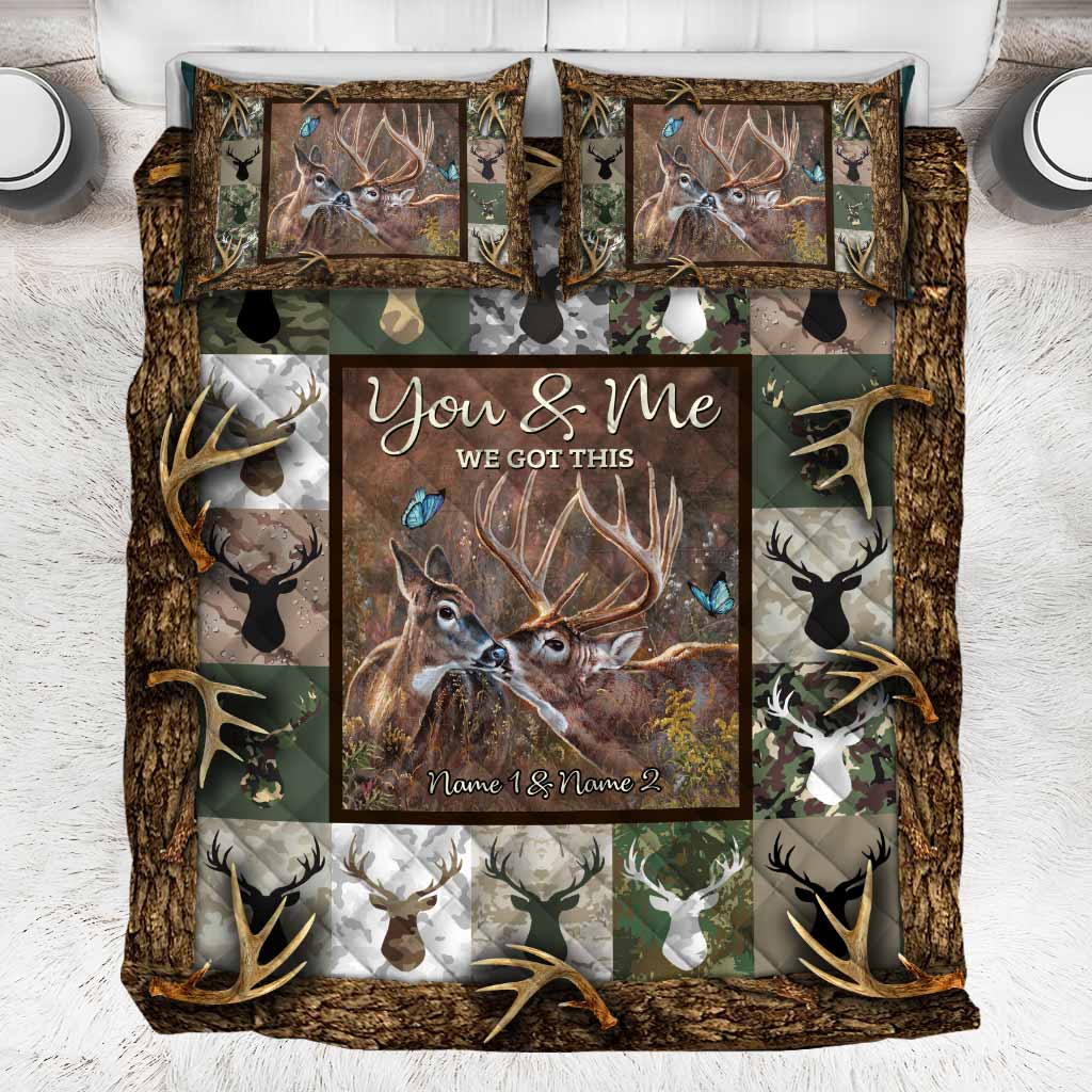 Du und ich, wir schaffen das – Personalisiertes Jagd-Quilt-Set