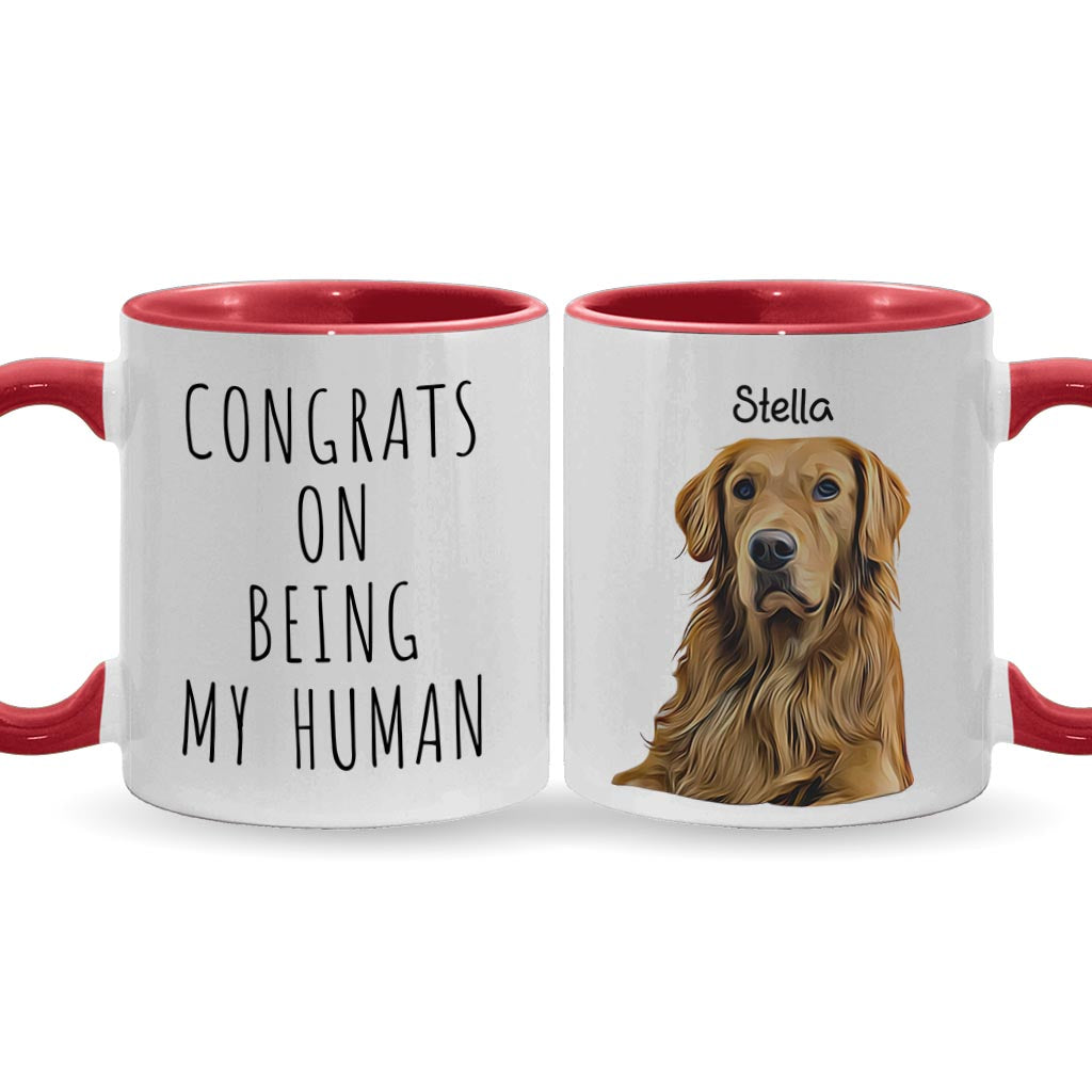 Glückwunsch, dass du mein Mensch bist – personalisierte Tasse mit Hundemotiv