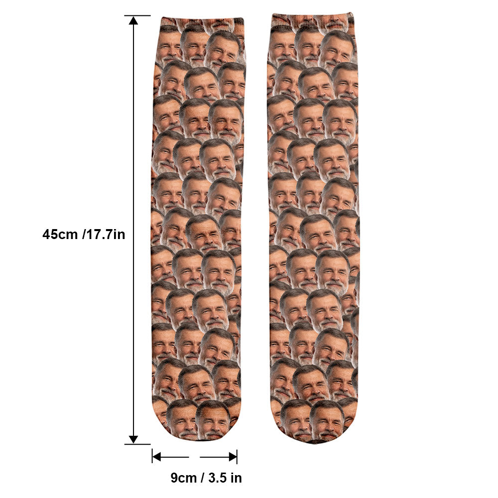 Customizable Printed Face - Personalized Grandpa Socks