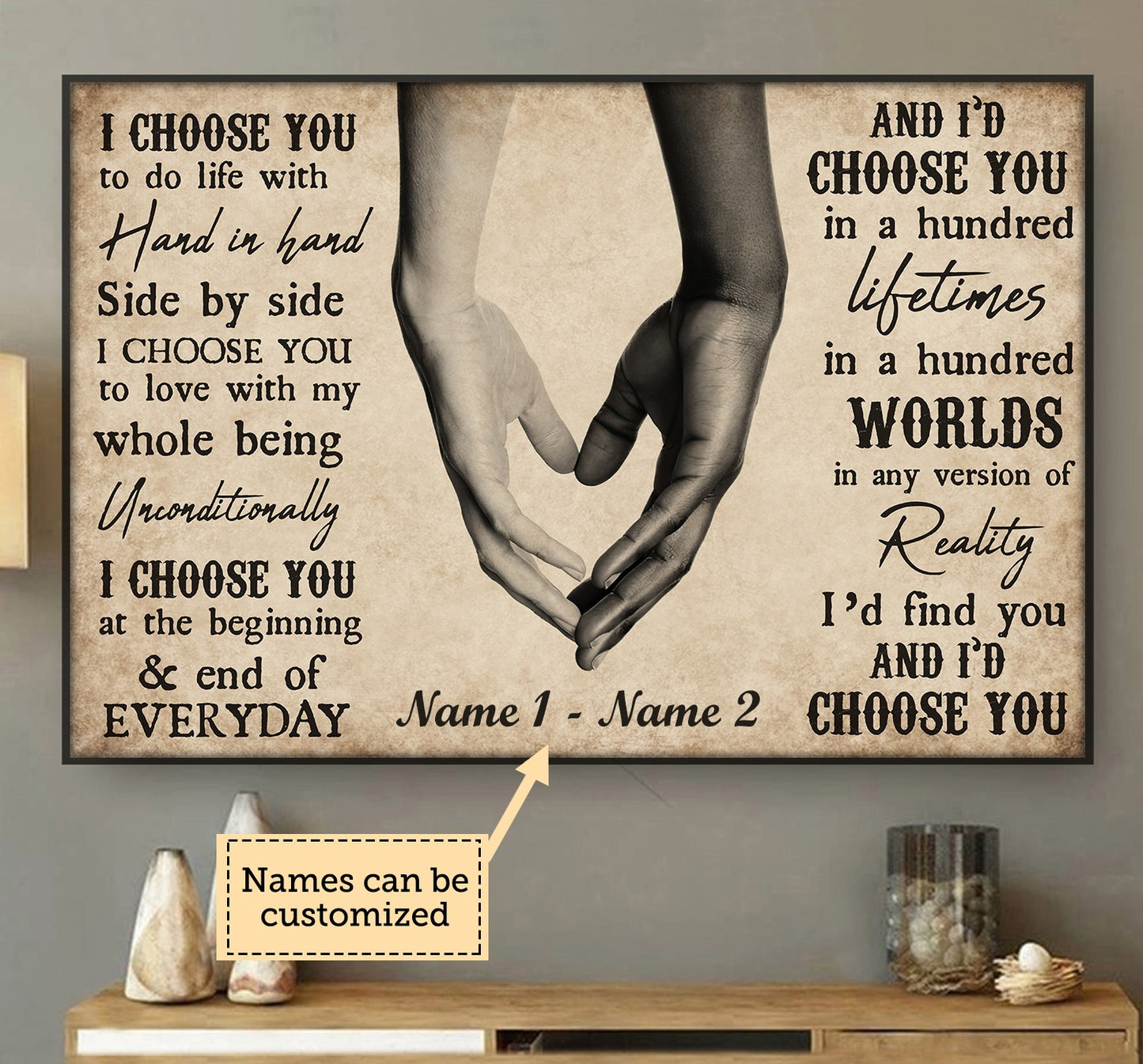 I Choose You - Personalized Couple Canvas and Poster 0124