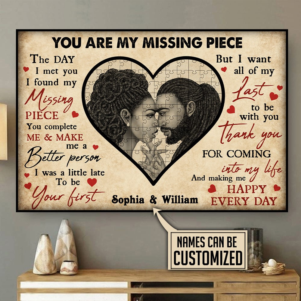 You Are My Missing Piece - Personalized Couple Canvas and Poster 0124