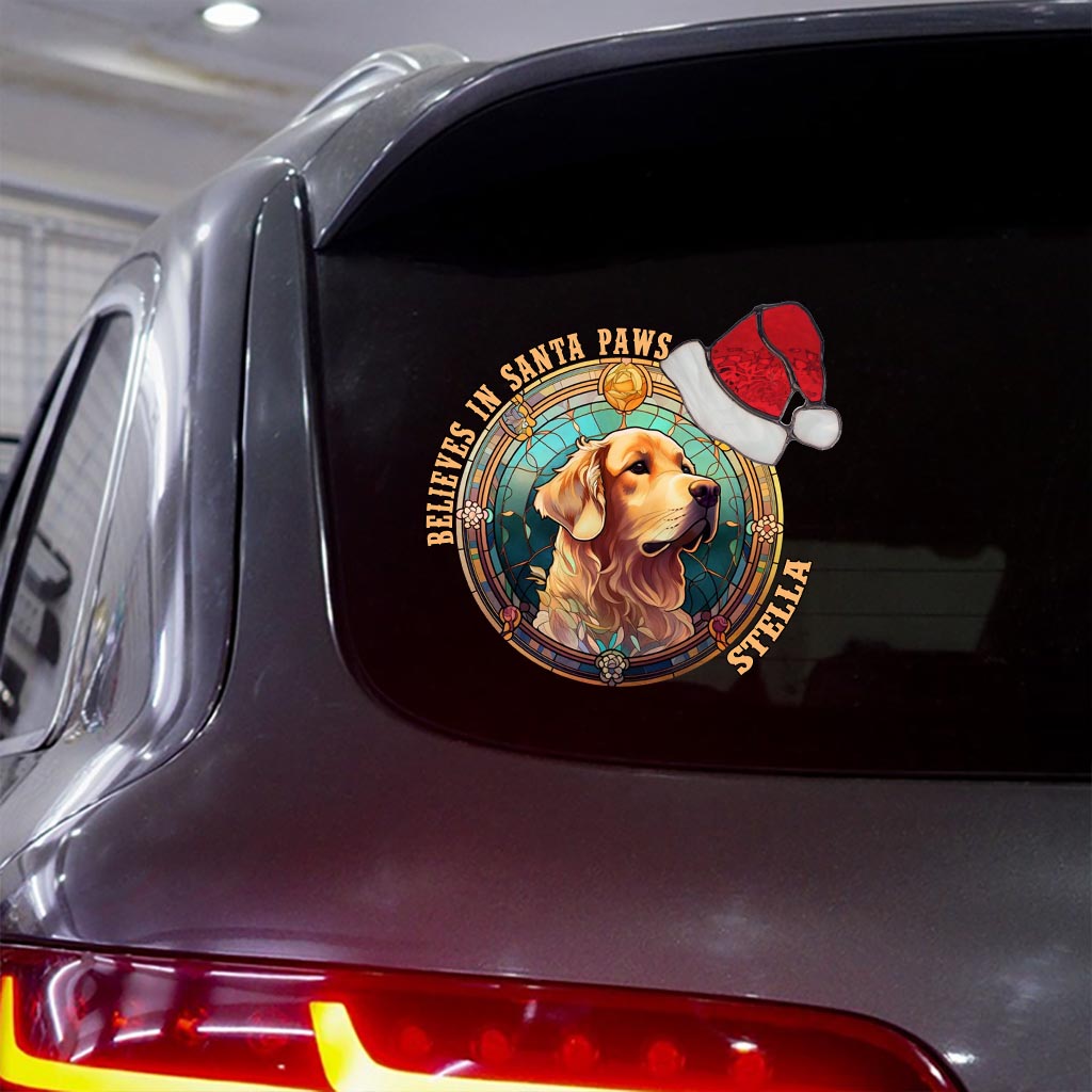 Believes In Santa Paws - Personalized Dog Decal Die Cut