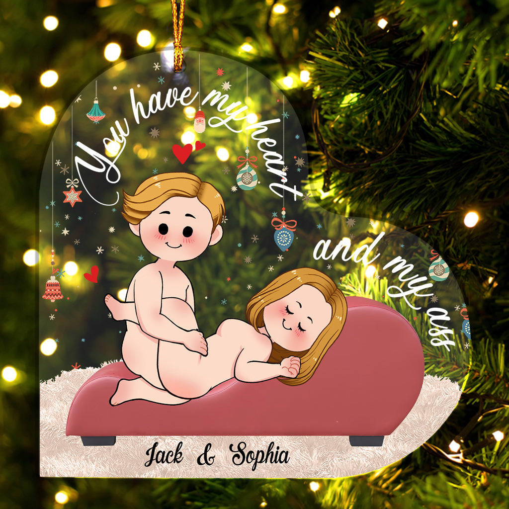 Thanks For All The Orgasms - Personalized Couple Transparent Ornament