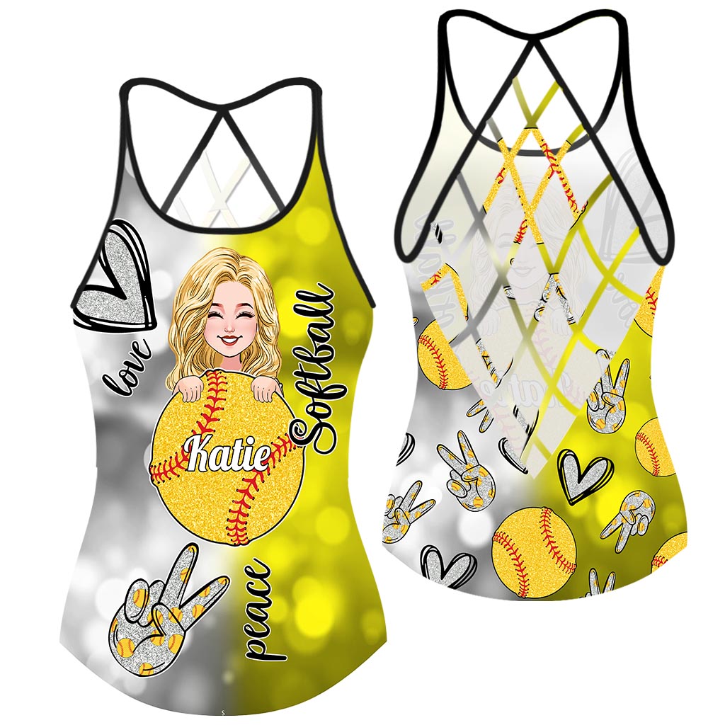 Cool Softball Mom - Personalized Softball Cross Tank Top