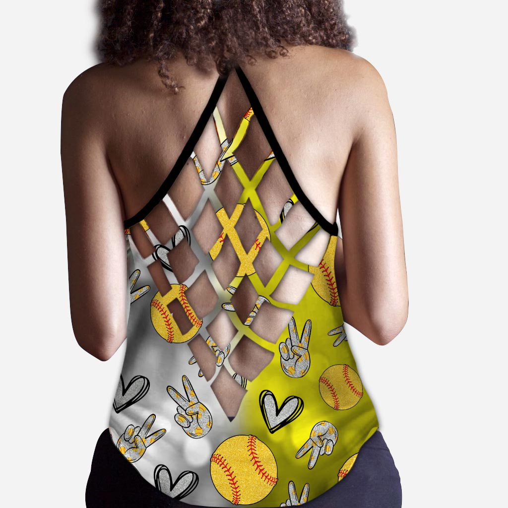 Cool Softball Mom - Personalized Softball Cross Tank Top