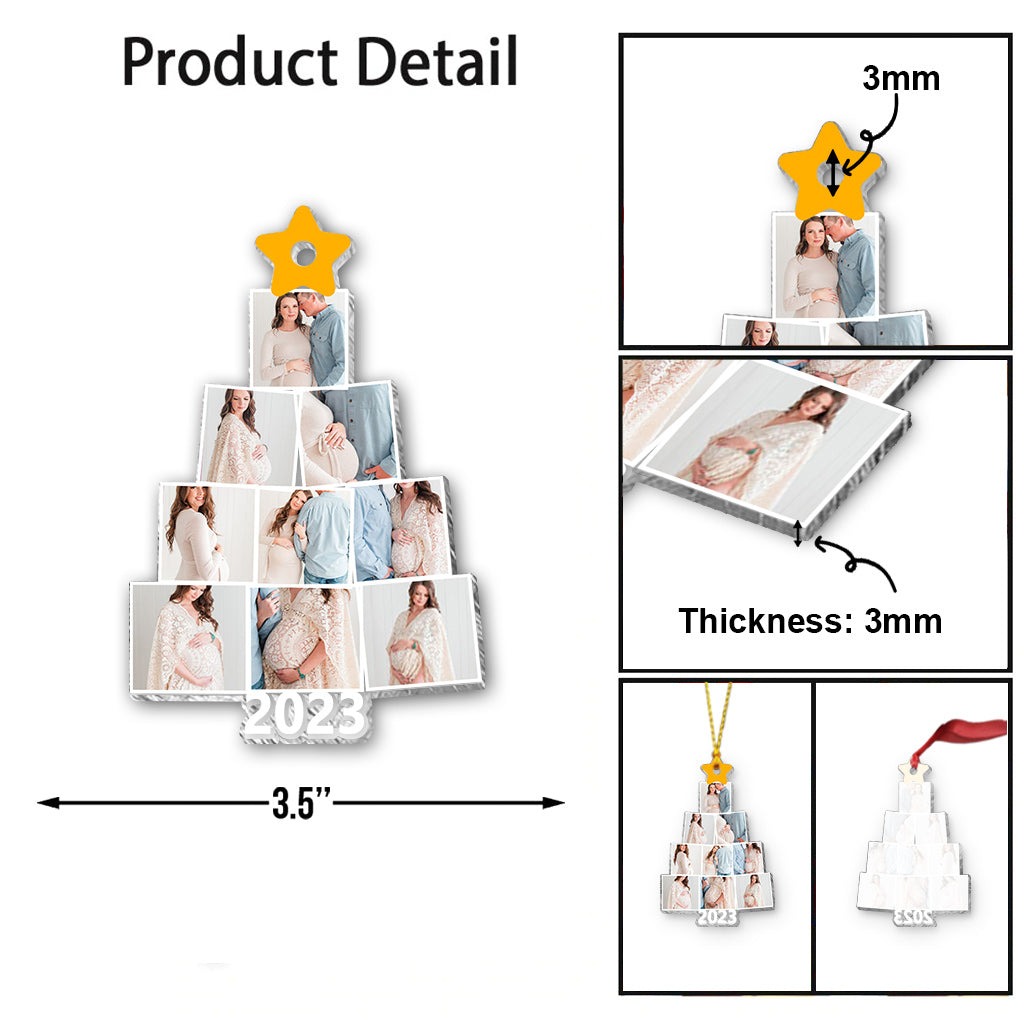 Photo Pregnancy Christmas Tree - Personalized Pregnancy Transparent Ornament