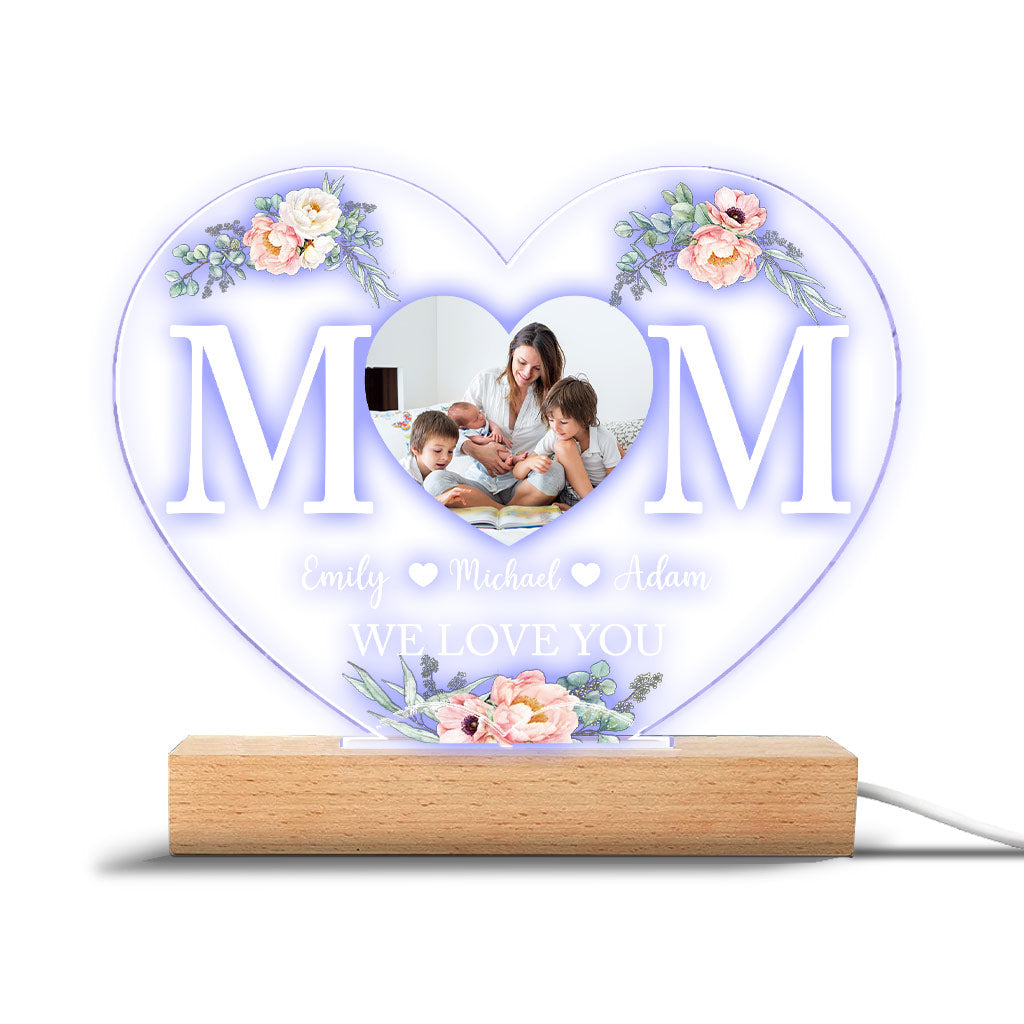 Mom - Personalized Mother's Day Mother Shaped Plaque Light Base