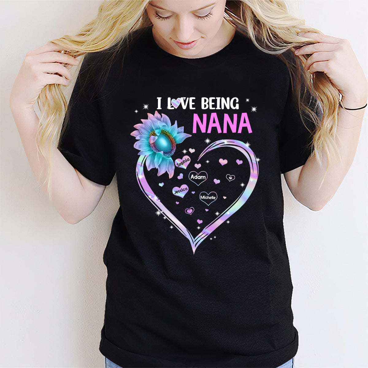 I Love Being Grandma Sunflower - Personalized Mother's Day Grandma T-shirt and Hoodie