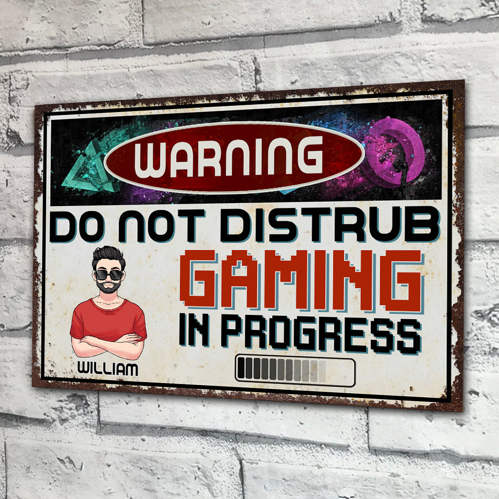 Gaming In Progress - Personalized Video Game Rectangle Metal Sign