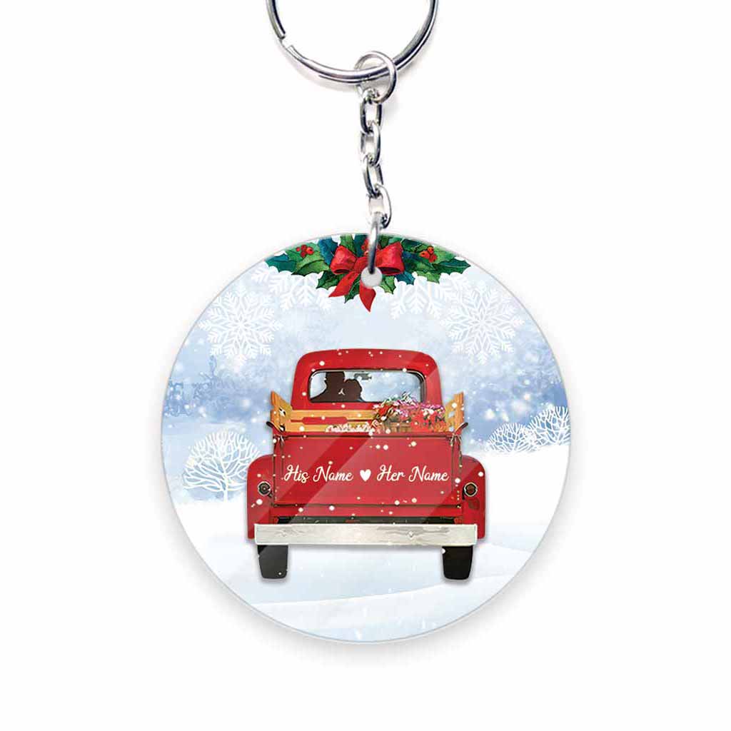 God Blessed The Broken Road - Personalized Couple Keychain (Printed On Both Sides)