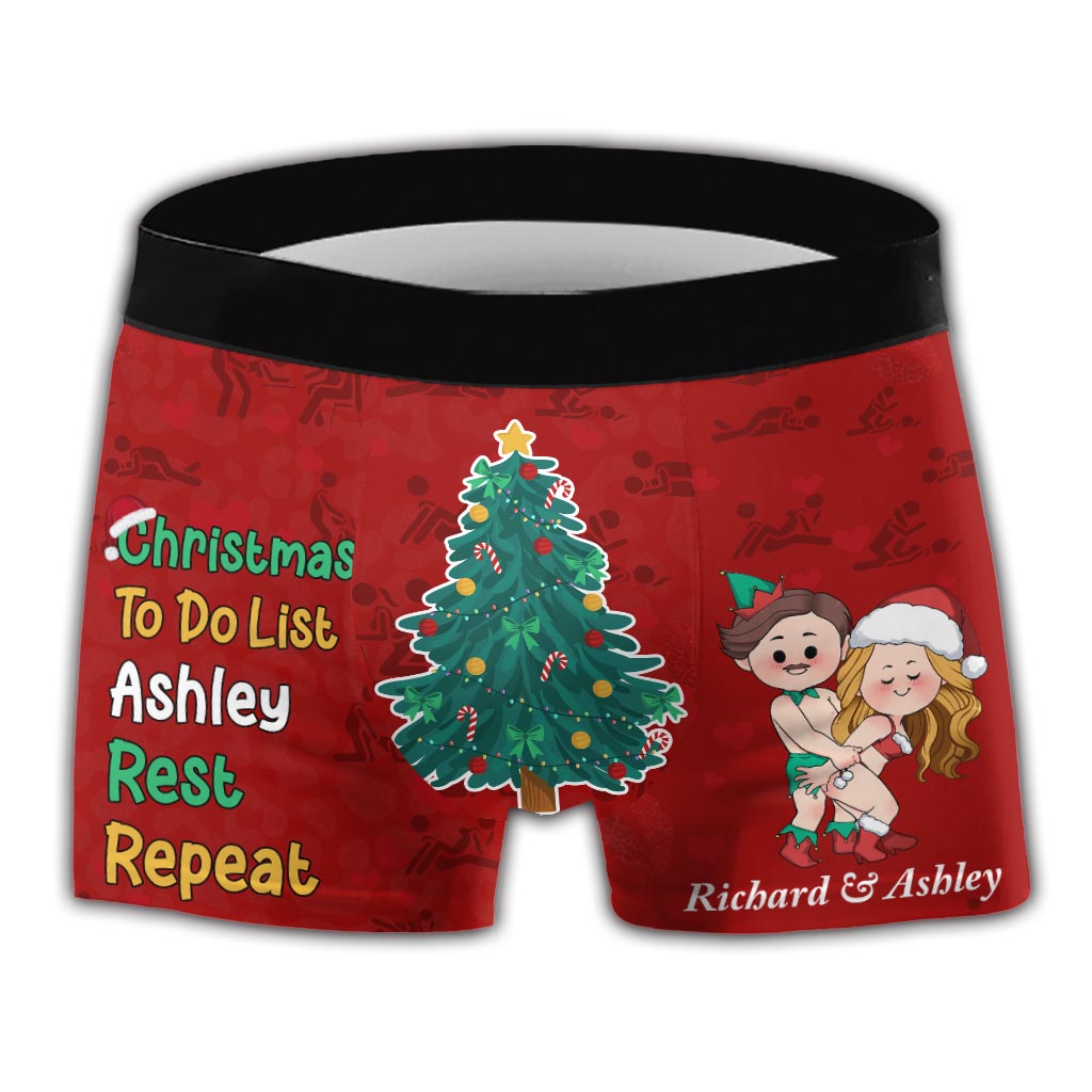 Christmas's To-Do List - Personalized Couple Men Boxer Briefs