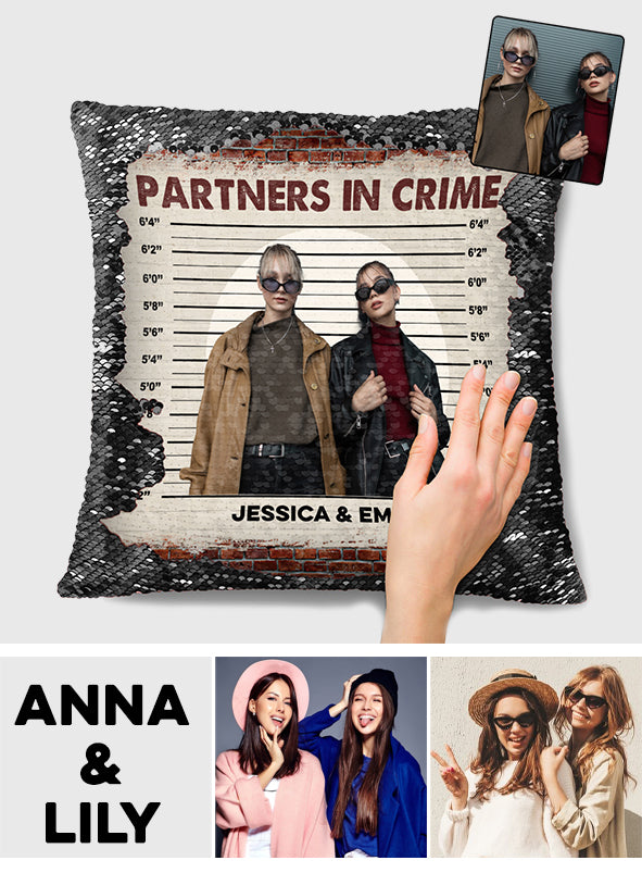 Komplizen – Geschenk für Freunde – Personalisierter Pailletten-Kissenbezug